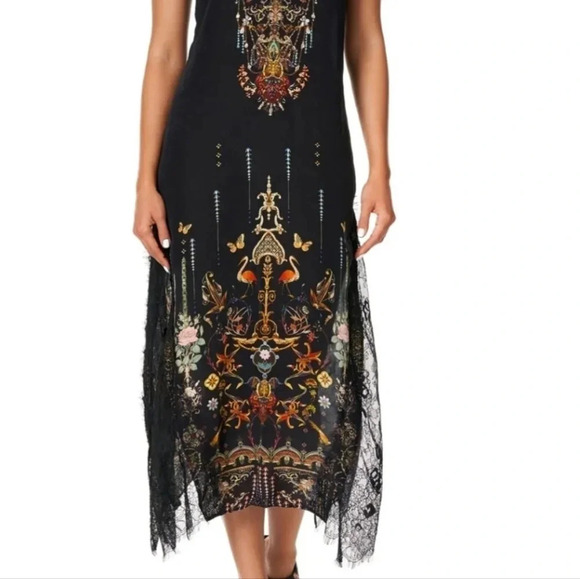 ❤️HOST PICK❤️ Camilla  Midi Lace Slip Dress Rebelle Black 100% Silk size S - Picture 6 of 16